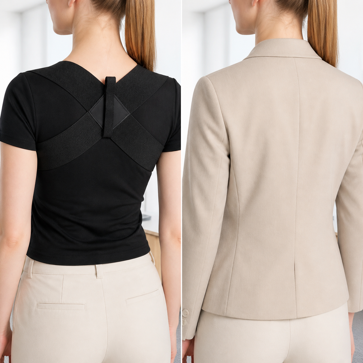 ALIGNR Posture Brace: Discreet Side and Back Profile Under Outerwear