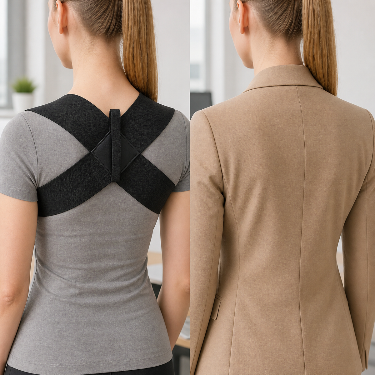ALIGNR Posture Brace: Invisible Under Formal Blazer (Before vs After)